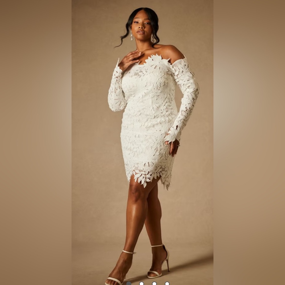 Eloquii Off-Shoulder White Lace Dress